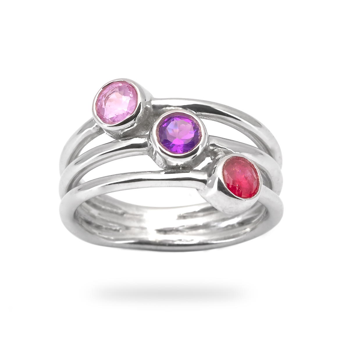 Bague amethyste, saphir, tourmaline argent Amelia